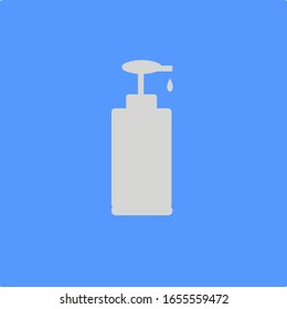 Vector Liquid Soap Or Foam Bottle For Washing Protect From Virus And Germ On Blue Background
