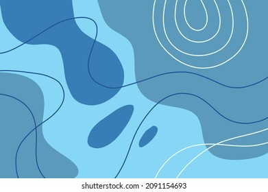 Vector liquid style hand drawn blue abstract background