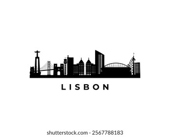 Vector Lisbon skyline. Travel Lisbon famous landmarks. Business and tourism concept for presentation, banner, web site.