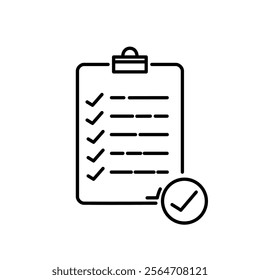 vector list of completed tasks with line art style, 5 rows of completed tasks with a check mark next to them. eps vector format