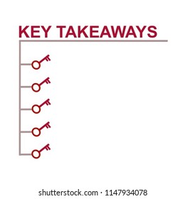 Vector : List of Key Takeaways in red and grey, blank form,