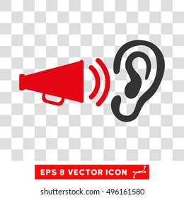 Vector Listen Advertisement Megaphone EPS vector icon. Illustration style is flat iconic bicolor intensive red and gray symbol on a transparent background.