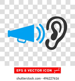 Vector Listen Advertisement Megaphone EPS vector pictogram. Illustration style is flat iconic bicolor blue and gray symbol on a transparent background.