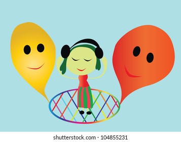 Vector - Listen music.Concept:Music is my friends.