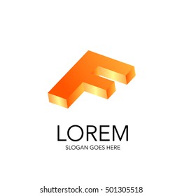 Vector literal style logo in 3D on white background