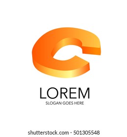 Vector literal style logo in 3D on white background