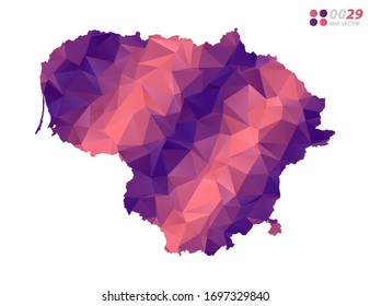 Vector of Lithuania map colorful polygon red triangle mosaic with white background. style gradient.