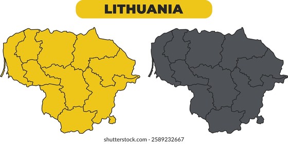 Vector Lithuania outline illustration map set