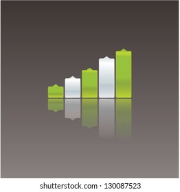 Vector little arrows. Uptrend. Graphic sign with clean design. Contrast elegant colors.  Can be use as info graphic or website element.