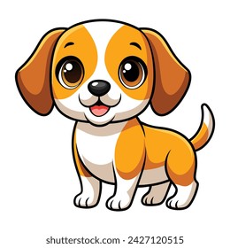 Vector of little beagle dog cartoon animal illustration on white