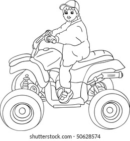 vector - a little boy sitting on quad bike