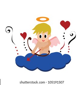 Vector - Little cupid. Little cupid on a cloud isolate on white.