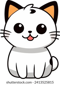 Vector little cute cat cartoon on white background svg