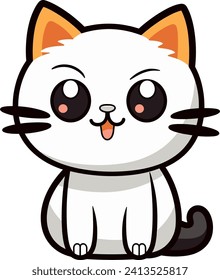Vector little cute cat cartoon on white background svg