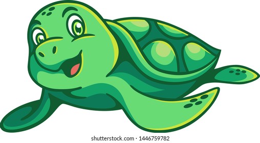 Vector of Little Cute Green Turtle