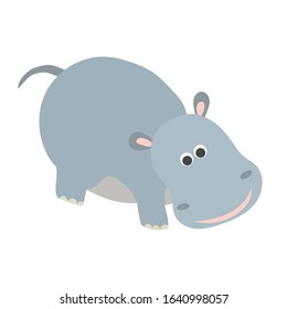 vector of little cute hippopotamus in cartoon style.Isolated on white background