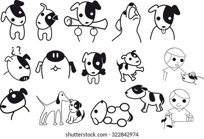 vector little dogs in line simple
