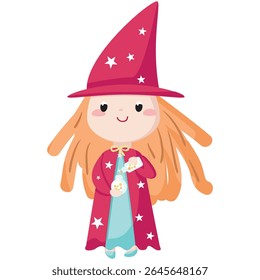 Vector little enchantress prepare potion flat icon