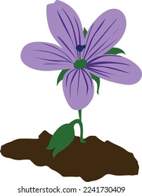 ilustración de pequeña flor vectorial en suelo 