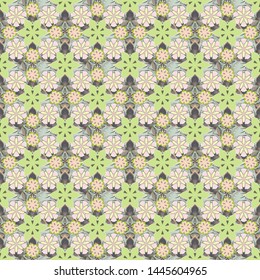Vector little flowers. Cute seamless pattern in small flower. The elegant the template for fashion prints. Ditsy floral style in beige, green and gray colors.