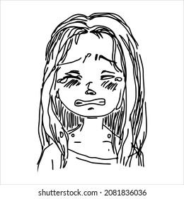 vector little girl crying in sadness, good for design or expressing messages being sad
