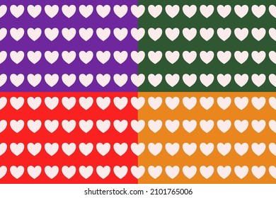 Vector of little hearts on colorful background.