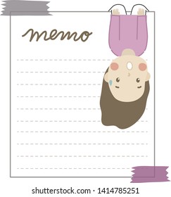vector of little memo pad with the cutest girl