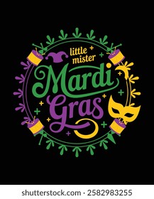 Vector Little Mister Mardi Gras T-shirt Design