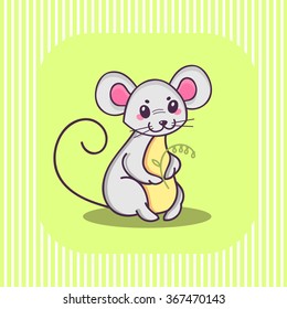 Vector little mouse. Cute mouse. 