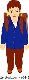 vector - little schoolboy, goes to school