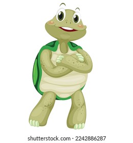 Vector little sea turtle. doodle flat clipart. all objects are repainted.illustration