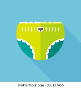 vector little seedling children's underpants / kid's underwear / greed on blue  / flat style