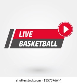 Vector Live Stream, Live Icon Flat Style with Play Button Isolated on Transparent Background for Blog, Player, Broadcast, Website, Online Radio, Media Labels, Logo. Live Stream Banner. - Vector