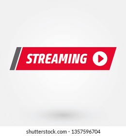 Vector Live Stream, Live Icon Flat Style with Play Button Isolated on Transparent Background for Blog, Player, Broadcast, Website, Online Radio, Media Labels, Logo. Live Stream Banner. - Vector