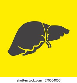 Vector liver illustration on yellow surface