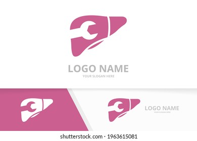 Vector liver and repair logo combination. Unique internal organ logotype design template.