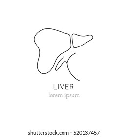 Vector liver thin line icon, logo template illustration. Part of Organ Donation set. Black on white pictogram, healthcare medicine isolated symbol. Simple mono linear modern design.