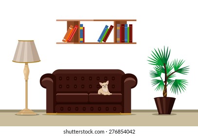 Vector living room flat illustration