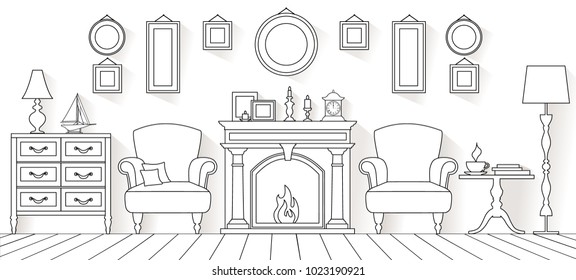 11,682 Fireplace Outline Images, Stock Photos & Vectors | Shutterstock