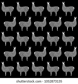 vector llama pattern, wallpaper with alpaca silhouette