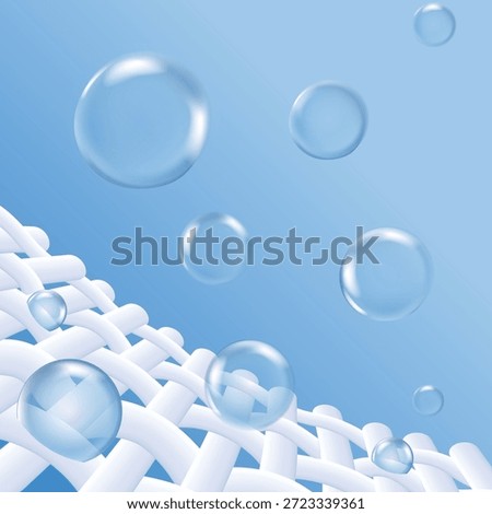 Vector llustration of moisture-absorbing fabric showing water bubbles penetrating the woven structure Concept for moisture-wicking technology, quick-dry sportswear, and breathable textile engineering