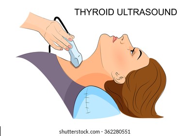 Vector I llustration of ultrasound diagnostics of thyroid diseases