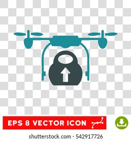 Vector Load Cargo Drone EPS vector pictogram. Illustration style is flat iconic bicolor soft blue symbol on a transparent background.