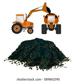 Vector loader and tipper. Pile of soil