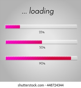 Vector loading bar. Progress of downloading or uploading. Collection of preloader illustrations.