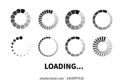 Vector loading icon. Progress bar for upload download round process. Loading icon, element for website. Vector element for web design.