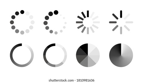 Vector loading icons set isolated on white background. Vector illustration.