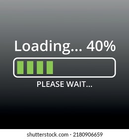 vector loading progress bar, loading icon, 40% loading illustration.