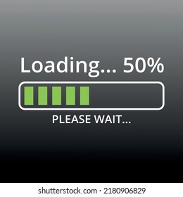 vector loading progress bar, loading icon, 50% loading illustration.