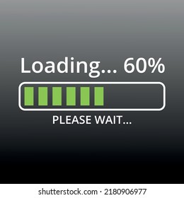 vector loading progress bar, loading icon, 60% loading illustration.
